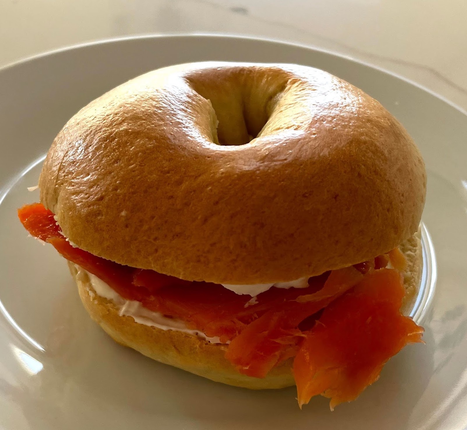 New York style bagel with smoked salmon and cream cheese Bagel