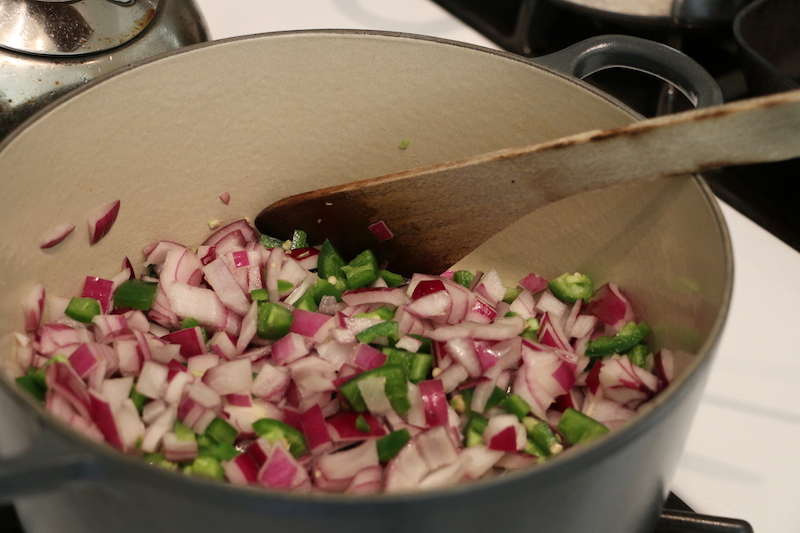 fry the onion and chillies